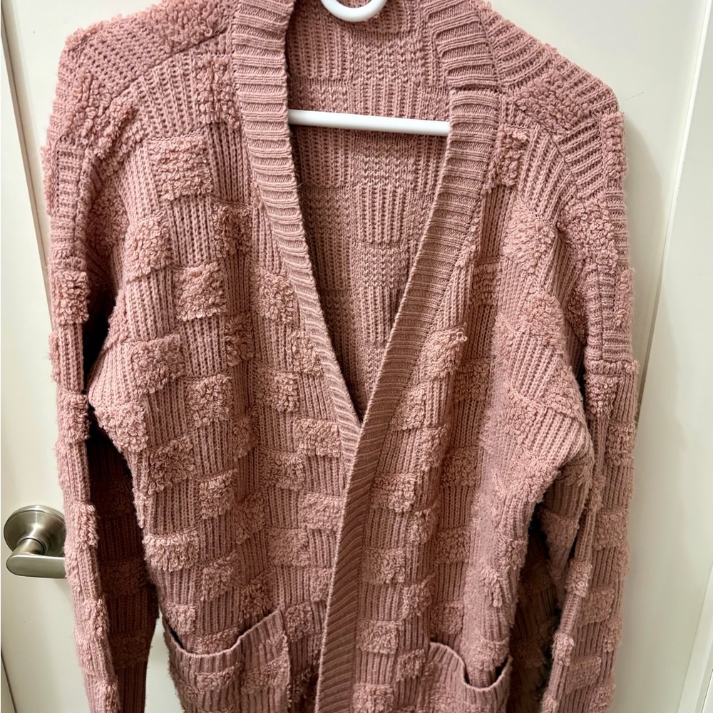 Pink Oversize Fall Chunky Cardigan Knit Sweater
